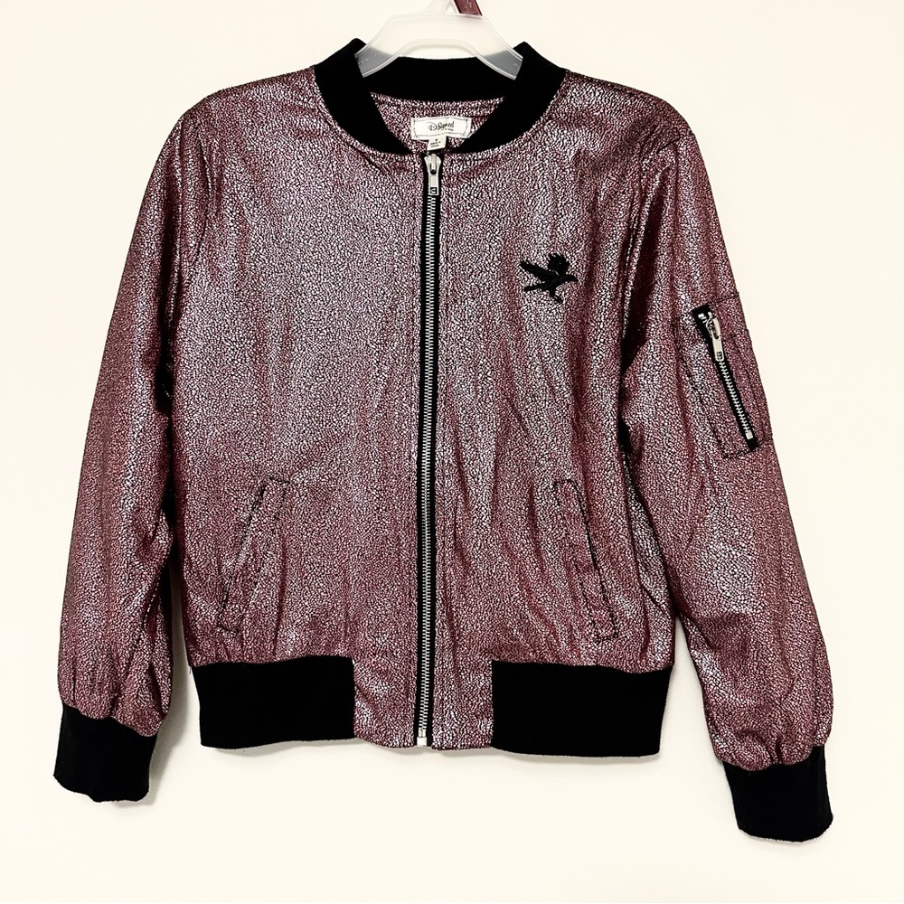 Disney D-Signed Shimmering Pink Metallic Descendants Kids Medium Bomber Jacket